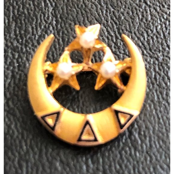 Tridelta Sorority Pins - Stars & Crescent Badge and Green/Silver New Member Pin - Picture 3 of 6